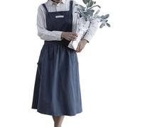 Ulalaza Delantales de cocina Delantal de cocina de lino de algodón ajustable con bolsillos Cocina Hogar Tareas domésticas Mujeres Agua Aceite Chaleco resistente a las manchas Delantal