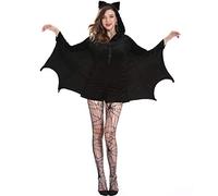 Ulalaza Disfraces de Mujer de Halloween Black Bat Fallen Angel Devil Vampire Witch Dress Accesorios de Cosplay para Adultos