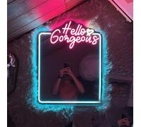 Ulalaza Espejo acrílico de neón LED con Forma de corazón/Gato/Letra/Espejo de Bruja Ondulado decoración de Pared gótica romántico Lindo para Dormitorio hogar Estudio Dormitorio decoración de Boda