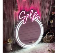 Ulalaza Espejo acrílico de neón LED con Forma de corazón/Gato/Letra/Espejo de Bruja Ondulado decoración de Pared gótica romántico Lindo para Dormitorio hogar Estudio Dormitorio decoración de Boda