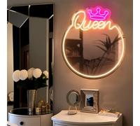 Ulalaza Espejo acrílico de neón LED con Forma de corazón/Gato/Letra/Espejo de Bruja Ondulado decoración de Pared gótica romántico Lindo para Dormitorio hogar Estudio Dormitorio decoración de Boda
