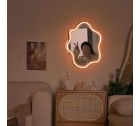 Ulalaza Espejo acrílico de neón LED con Forma de corazón/Gato/Letra/Espejo de Bruja Ondulado decoración de Pared gótica romántico Lindo para Dormitorio hogar Estudio Dormitorio decoración de Boda