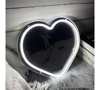 Ulalaza Espejo acrílico de neón LED con Forma de corazón/Gato/Letra/Espejo de Bruja Ondulado decoración de Pared gótica romántico Lindo para Dormitorio hogar Estudio Dormitorio decoración de Boda