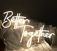 Ulalaza Letrero de neón LED Better Together, luz Nocturna para el hogar, Dormitorio, Sala de Estar, decoración artística, Fiesta, Boda, Aniversario, cumpleaños con USB 5v