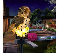 Ulalaza Luces solares al aire libre Forma de búho Lámpara LED con energía solar Luces de jardín impermeables Luces de estaca para pasarela