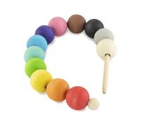 Ulanik Juego de cuentas medianas, juguete Montessori a partir de 3 años, perlas de bebé para enhebrar, juego para contar y clasificar colores de aprendizaje - 12 bolas de madera multicolor (Edición 2)