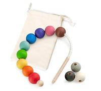 Ulanik Juego de cuentas Montessori pequeños juguetes a partir de 3 años, perlas de bebé para enhebrar, juego para contar y clasificar colores de aprendizaje - 12 bolas de madera multicolor (Edición 1)