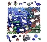 Ulanik Rompecabezas de dinosaurios acuáticos, juego a partir de 3 años, madera, 67 piezas