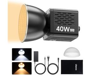 ULANZI 40W Pro Portable LED Video Light con Adaptador de Corriente DC, 2500K-6500K, Batería incorporada Metal Mini Doble Temperatura de Color COB de Salida Continua de iluminación Foco de Mano