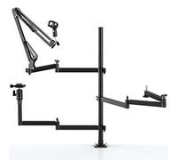 ULANZI Brazo de transmisión en vivo, brazo flexible de escritorio para cámara web, brazo de micrófono para Blue Yeti Snowball Yeti Nano, cámara web, cámara, luz LED, grabación de voz, podcasting
