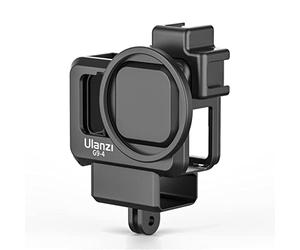 ULANZI G9-4 Vlog Plástico para GoPro 9 Black & GoPro Hero 10 Negro - Caja de Jaula de vídeo con Adaptador de Filtro y Soporte de Calzado frío