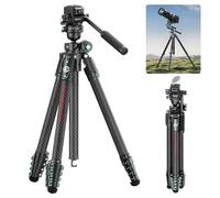 ULANZI JJ06 GlideGo Trípode de Vídeo de Fibra de Carbono, Trípode de Cámara con Doble Cabezal panorámico de 360°, -50°/+60° Tilt Pan, Placa de Liberación Rápida Uka y Mango Destornillador, 18kg MAX