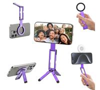 ULANZI MA60 Soporte Magnético para iPhone, Mini Trípode de Aluminio 3 en 1, Soporte Plegable para Teléfono Móvil, Imán Doble de 14 N, Compatible con iPhone 17, 16, 15, 14, 13, 12 Magsafe, Morado