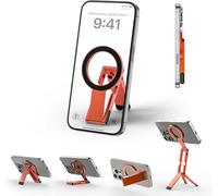 ULANZI MA60 Soporte Magnético para iPhone, Mini Trípode de Aluminio 3 en 1, Soporte Plegable para Teléfono Móvil, Imán Doble de 14 N, Compatible con iPhone 17, 16, 15, 14, 13, 12 Magsafe, Naranja