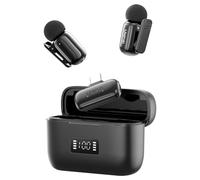 ULANZI Minimicrófono inalámbrico A200 USB-C - Micrófono de doble solapa - Set con funda de carga para 2 personas - Batería de 30 h - Micrófono Lavalier inalámbrico para smartphone y tablet - Negro