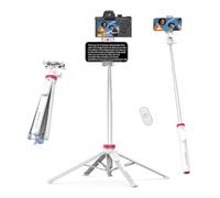 ULANZI MT-44 B - Trípode de apertura automática para teléfono de 59 pulgadas, soporte de cuatro patas con configuración de cámara doble, cabeza de bola de 360°, rosca de 1/4 pulgadas, palo selfie