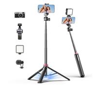 ULANZI MT-44 - Trípode de apertura automática para teléfono, soporte extensible de 59 pulgadas para iPhone 17 Pro Max Camera Luna Pocket 4, trípode de palo selfie con cabeza de bola de 360° para vlog