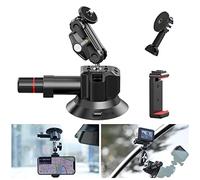 ULANZI SC-01 Soporte de Ventosa para cámara con Clip para teléfono móvil, Ventosa para cámara de 3"con Bola de Doble Cabeza de 360°, Soporte de Ventosa para Coche para cámara de acción