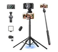 ULANZI SK32 Selfie Stick con control remoto, trípode de teléfono de | Soporte de 4 patas, teleprompter y soporte para teléfono en uno para teléfono y cámara, trípode de viaje de aleación de