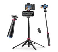 ULANZI Trípode extensible para teléfono MT-44 B, trípode de cuatro patas, soporte para selfie Stick Vlog de 59 pulgadas con clip para teléfono 2 en 1, color negro