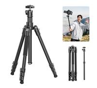 ULANZI TT53 Trípode de Viaje de Aluminio con Cabeza Panorámica de 360° y Liberación Rápida Uka, Trípode Fotográfico con Columna Central Extraíble, Altura Máxima 180CM, 1.24KG