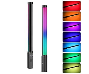 ULANZI VL119 - Varita de luz de mano, 360° RGB LED para fotografía, tubo recargable de 3300 mAh para grabación de video, luz de cámara regulable de 2500-9000 K con LCD