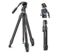 ULANZI Zero V Trípode de Viaje para Vídeo, 157,5 cm/62" con Cabeza Fluida, Columna Central Desmontable, Fibra de Carbono para Videocámaras DSLR