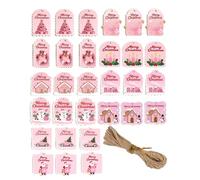 ulapithi Etiquetas Feliz Navidad,30 Piezas Decoraciones Etiquetadas | Etiquetas navideñas de madera con cordón y agujeros - para manualidades, fiestas, Navidad, cumpleaños, regalos, familia, carta de