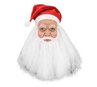 ulapithi Máscara de Papá Noel de látex para adultos, máscara de látex para adultos, máscara de látex con sombrero rojo para barba, disfraz de fiesta de Halloween incluye