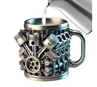 ulapithi Taza De Acero Inoxidable Con Asa,Diseño De Motor Para Bebidas Lácteas | Bebidas Frías Y Calientes Para Mañana Y Tarde, Para Viajes, Casa Y Trabajo En Acero Duradero