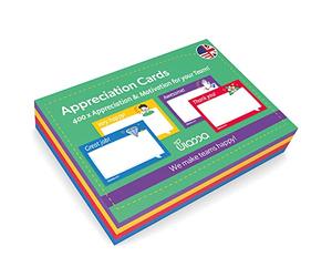 Ulassa Tarjetas Kudos - 400 tarjetas Kudo DIN A7 - versión ENGLISH - Juego de tarjetas Awesome - Tarjetas para aumentar la apreciación, elogios y motivación en el equipo