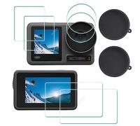 ULBTER Protector de pantalla para DJI OSMO Action 3 + tapa de lente de silicona [2+6 piezas], Cristal Templado de 0,3 mm de dureza 9H, antiarañazos, antihuellas