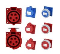 ULBTLUOYV Enchufe y Toma Industrial de 16/32 A, Conector eléctrico de 3 Pines, 4 Pines y 5 Pines, IP67, for Montaje en Pared, Macho y Hembra.(16A Panel Mounted,20 PCS-4P IP67)