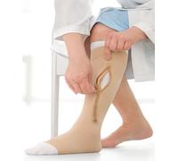 UlcerCare Zippered Unisex Open Toe Knee High Support Sock Size: 2X-Large, Leg: Left by Jobst