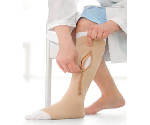UlcerCare Zippered Unisex Open Toe Knee High Support Sock Size: 2X-Large, Leg: Left by Jobst