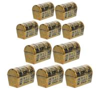 ULDIGI 10 Cajas de Cofre del Tesoro Pirata Vintage Dorado de Plástico para Decoración de Fiesta y Juego de Simulación Tapa Decorativa