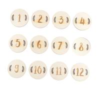 ULDIGI 12 Tarjetas Mensuales para Bebés de Madera Números Forma de Hojas Set de 12 Piezas para Fotos de Momentos Importantes y Cumpleaños Accesorio Adecuado para Recién Nacidos y