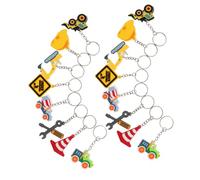 ULDIGI 16 Piezas PVC Bulldozer Keychains Engineering Party Favors For Backpack Charms Excavator Tractor Construction Key Rings For Birthday