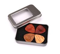 ULDIGI 1juego Caja De Hierro y Soporte De Púas De Guitarra Incluye Púas De Madera y Caja Abierta Forma De Guitarra Accesorios Para Guitarristas Bateristas y Ukulelistas