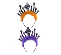 ULDIGI 2 piezas Diadema Halloween con Manos de Zombie y Lápida Accesorio Ligero y Reutilizable para Fiesta Temática y Cosplay de Terror Colores Naranja Negro y