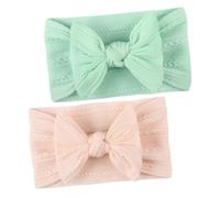ULDIGI 2 piezas Diadema para Niña con Lazo de Nylon y Texturizada Rosa y Verde Menta Accesorio Ligero y Cómodo para Recién Nacidos y Pequeños