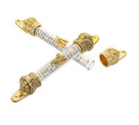 ULDIGI 2 Piezas Mezuzah Judaica Metal Dorada con Pergamino Sagrado Resistente para Puerta Decoración Tradicional Kosher Judía