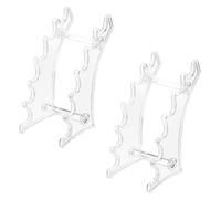 ULDIGI 2Pcs Porta bolígrafos de escritura simple Soporte para plumas estilográficas acrílico forma curva para oficina escritorio