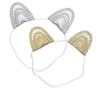 ULDIGI 2piezas Diademas Elásticas Orejas De Gato Para Bandana De Encaje Para Pequeños Accesorios Cabello Para Bebés Para Fiestas Infantiles