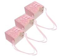 ULDIGI 3 Piezas Caja de Embalaje para Flores con Asa 3 Piezas Rosa, Caja Vintage con Cierre Chino para Ramos, Embalaje Floral para Regalos, Bodas, Aniversarios y Celebraciones