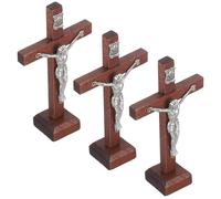 ULDIGI 3 Piezas Conjunto de Cruces de Madera con Soporte Decoración Religiosa para Mesa Centro de Fe Cristiana para Bautizo Oración y Altar de Iglesia