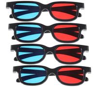 ULDIGI 4 piezas Gafas de Plástico Rojo y Azul para Ver Películas Proyector Móvil Tv y Ordenador Ligeras y Resistentes para Cine Casa