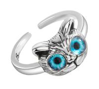 ULDIGI Anillo Ajustable para Mujer Diseño Gato Azul Ojos Abierto Creativo Joyería para Niñas y Mujeres Charm Diario Fiesta