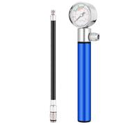 ULDIGI Bomba de Mano para Balones Deportivas y Neumáticos de Bicicleta, Bomba de Balón con Manómetro, Aluminio Compacto Azul, Hinchador Portátil para Fútbol, Baloncesto y Yoga, Accesorio
