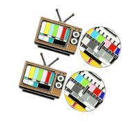 ULDIGI Broches para Mujer Forma de Televisor, Pequeños y Coloridos, Set de 4 Piezas (2 Diseños), Accesorios Decorativos para Ropa y Fiestas, Pinzas Creativas para Vestir
